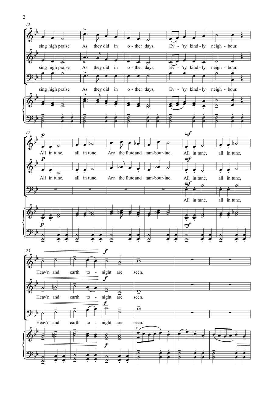 All in Tune: Christmas Carol for mixed voices (S A Bar) and keyboard 3-Part scores gallery preview page 3