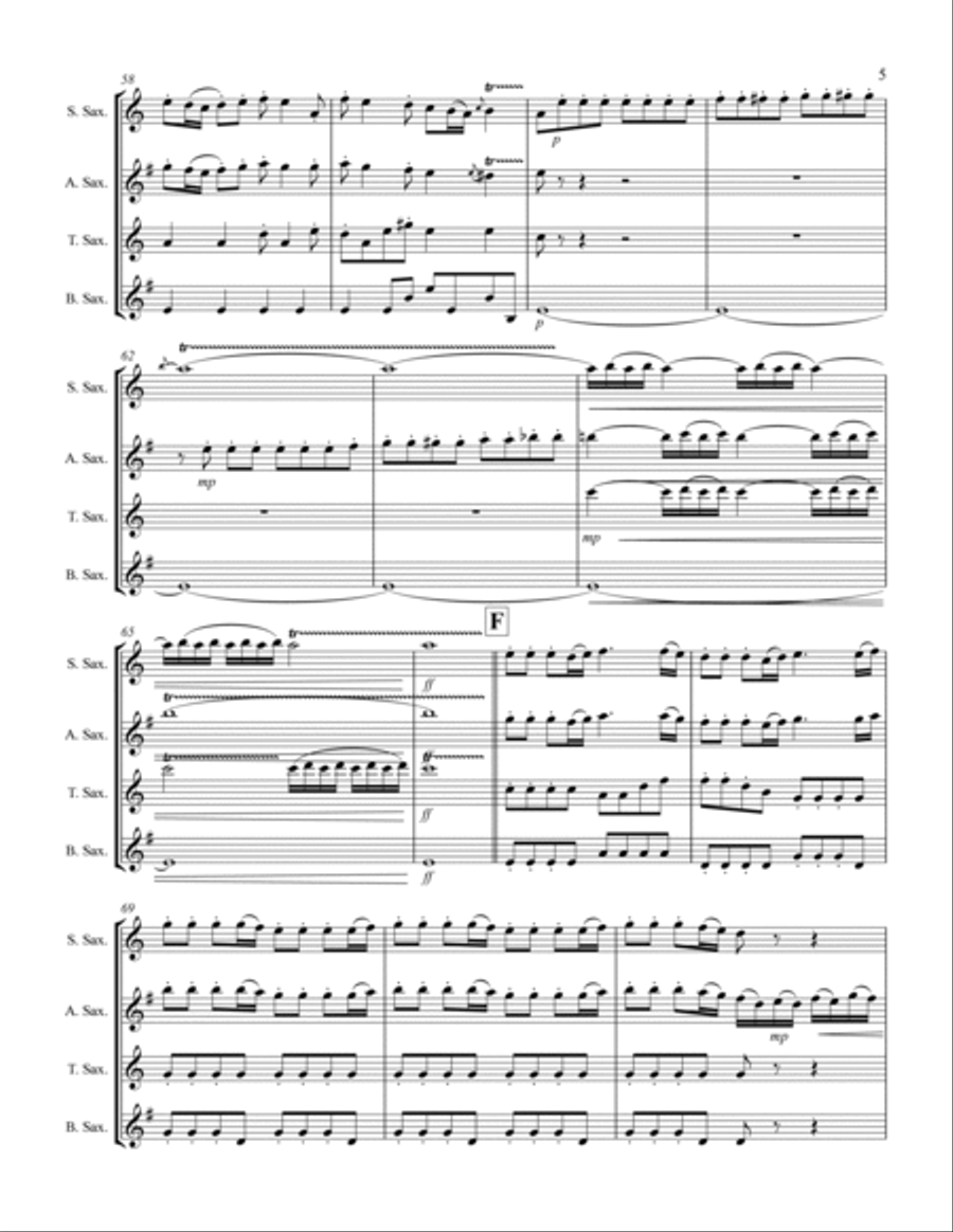 The Four Seasons - La Primavera (for Saxophone Quartet SATB) Saxophone Quartet scores gallery preview page 6