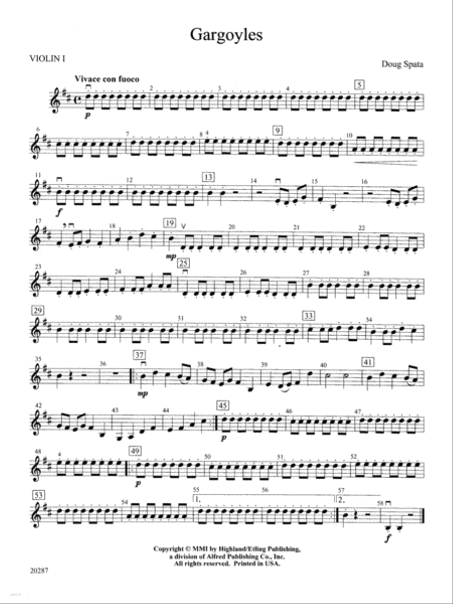 Gargoyles: 1st Violin String Orchestra scores gallery preview page 1