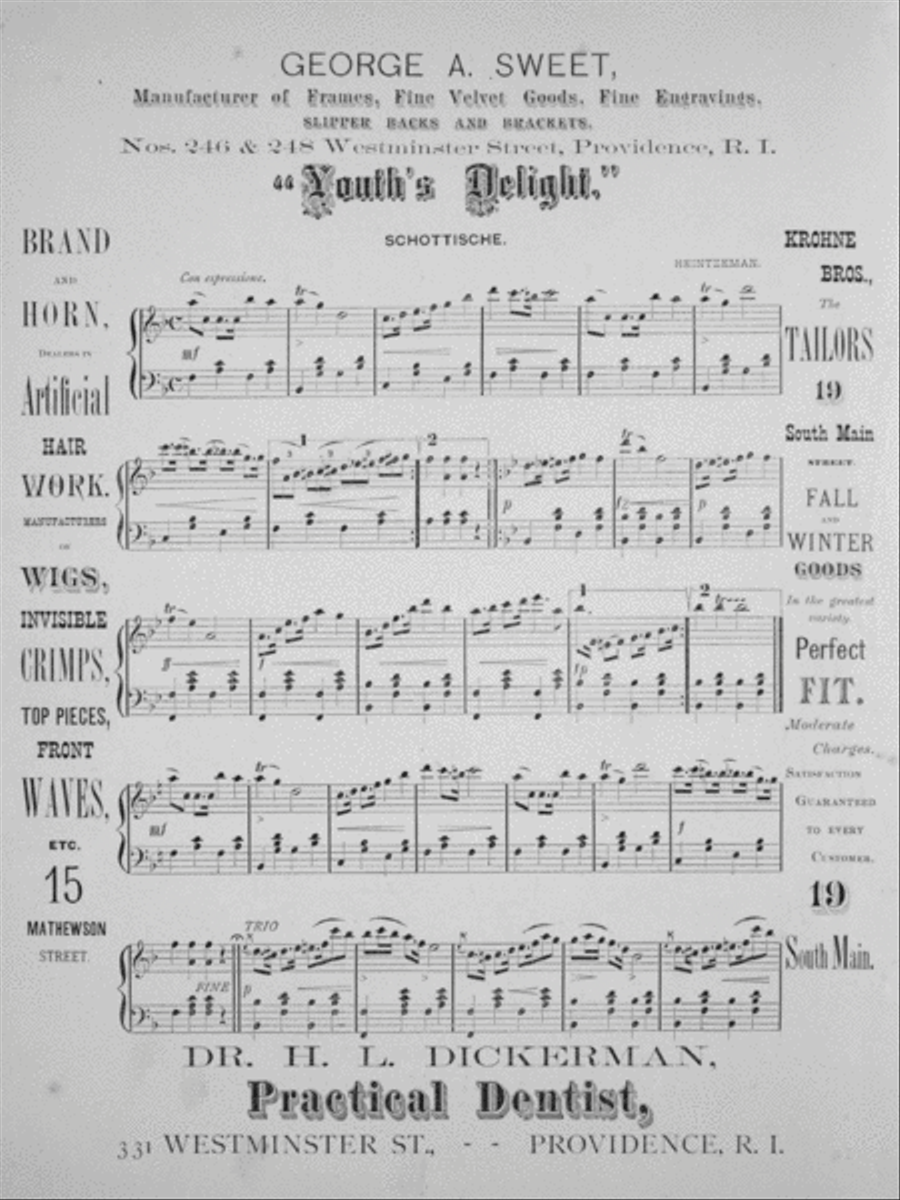 (1) Youth's Delight. Schottische; (2) Glad Tidings Polka Piano Solo scores gallery preview page 2