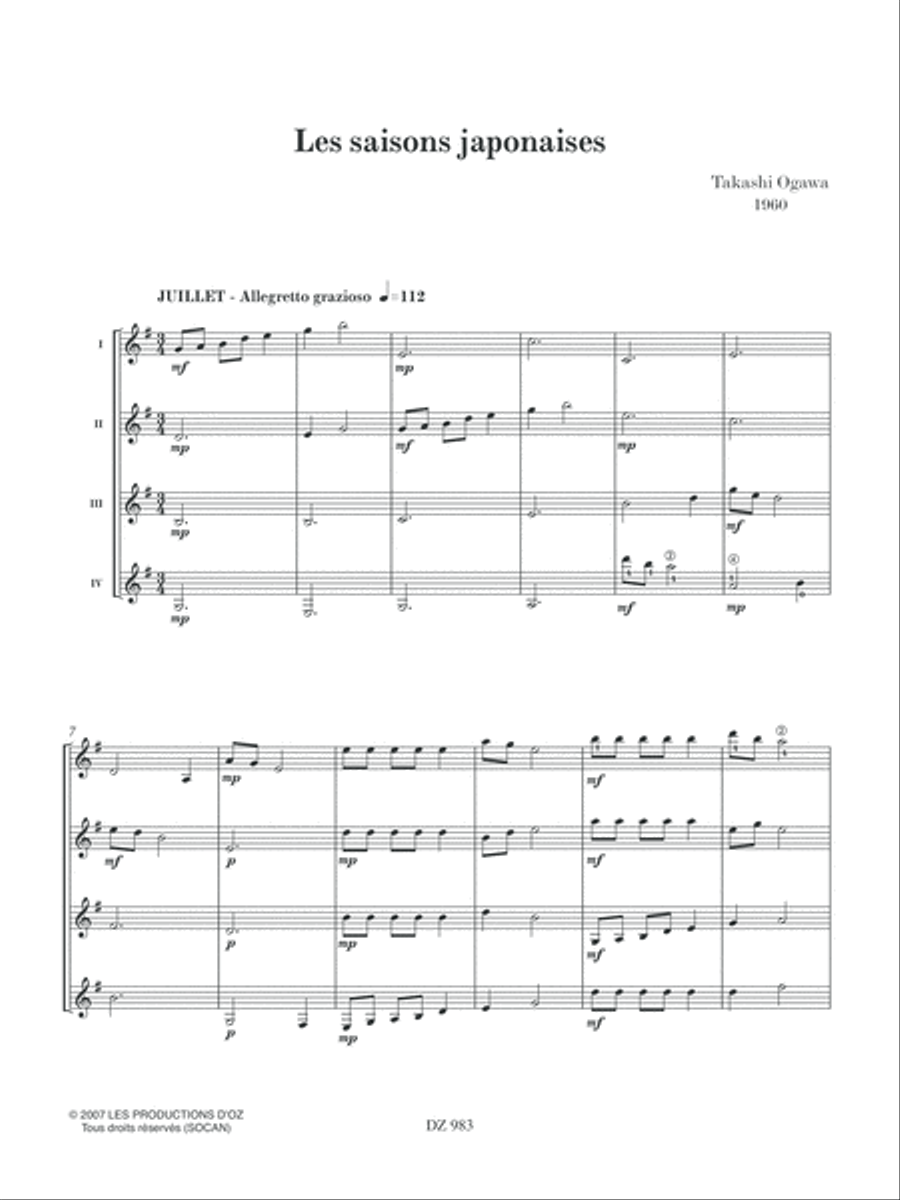 Musique facile pour 4 guitares - Japon (Les saisons japonaises, vol. 3) Guitar Ensemble scores gallery preview page 2