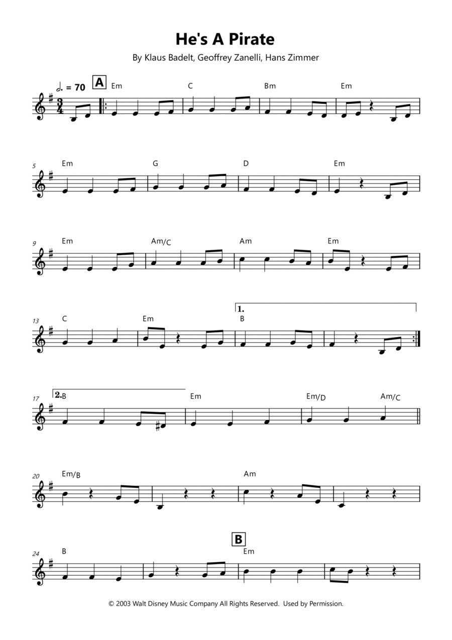He's A Pirate He's A Pirate Chamber Music scores gallery preview page 1