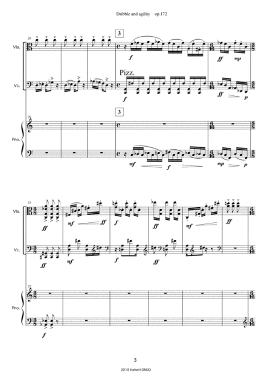 Dribble and agility Op.172 Trio for viola,cello and piano Small Ensemble scores gallery preview page 4