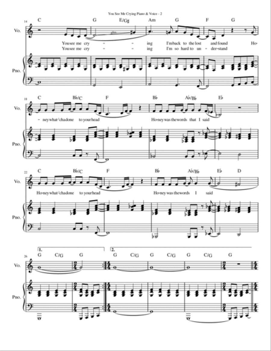 You See Me Crying Voice scores gallery preview page 2
