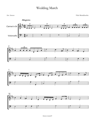 wedding march mendelssohn Clarinet and Cello sheet music