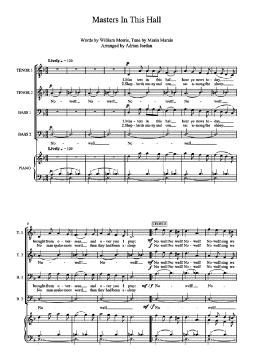 Masters in This Hall - Christmas Carol TTBB scores gallery preview page 1