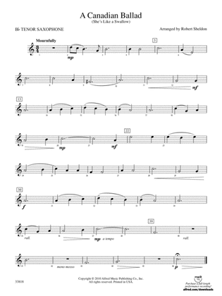 A Canadian Ballad: B-flat Tenor Saxophone