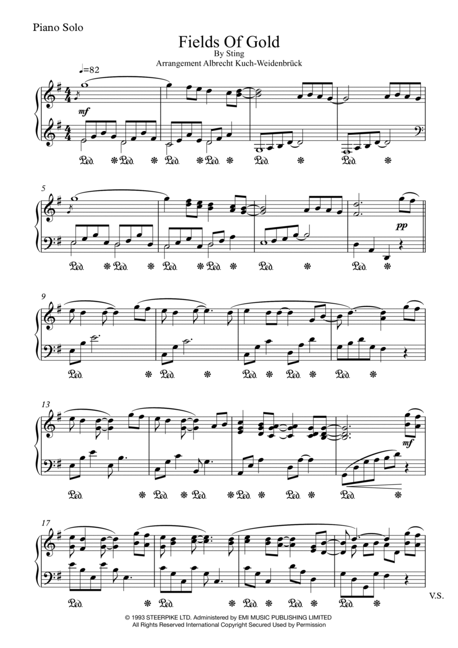 Fields Of Gold Piano Solo scores gallery preview page 1