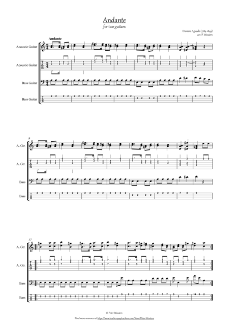 Andante Andante Bass Guitar scores gallery preview page 1