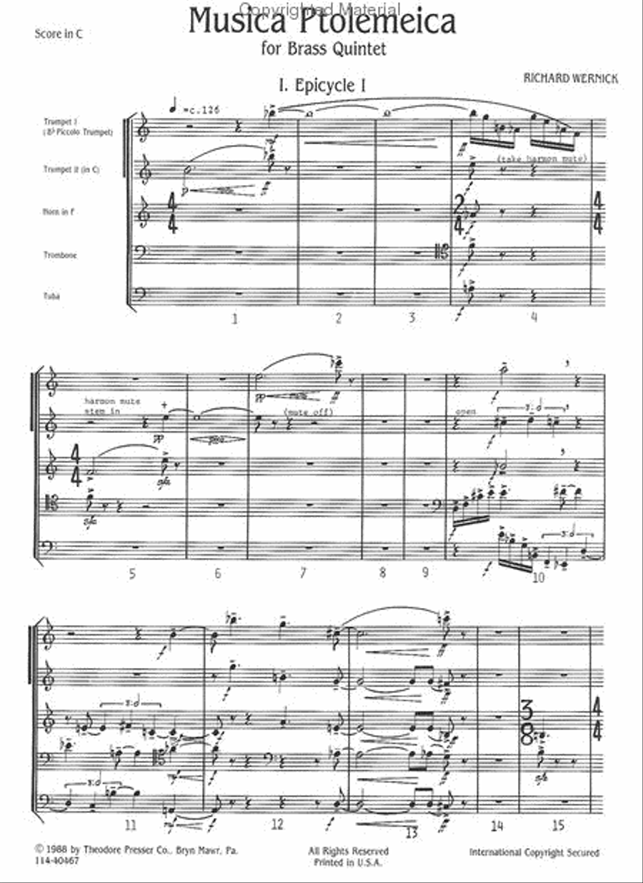 Musica Ptolemeica Brass Quintet scores gallery preview page 2