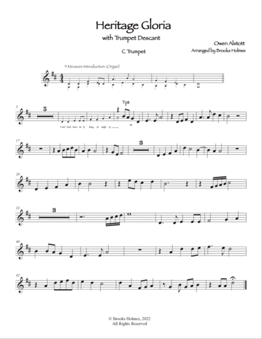 Heritage Mass Parts, "Gloria" Trumpet Descant & Organ image number null