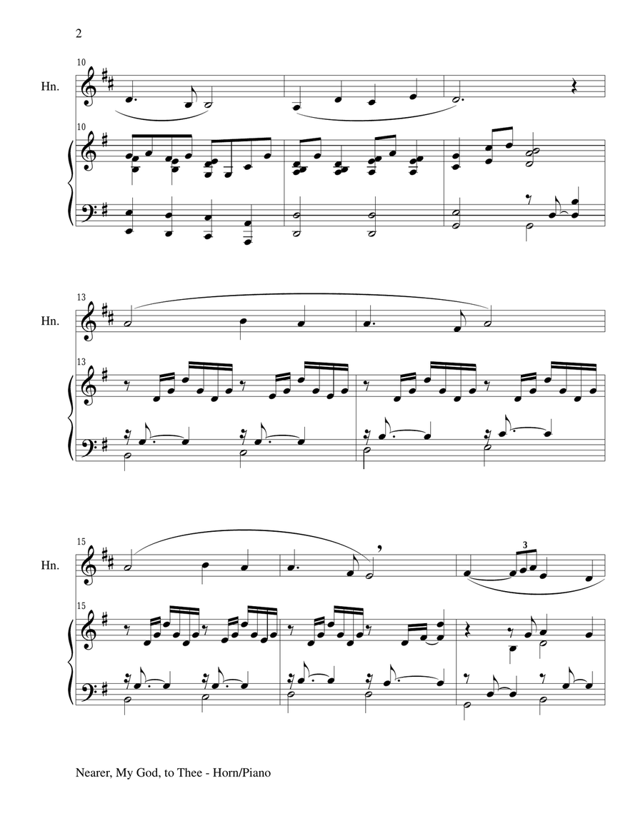 NEARER, MY GOD, TO THEE (Fr Horn Piano and HornPart) Piano scores gallery preview page 2
