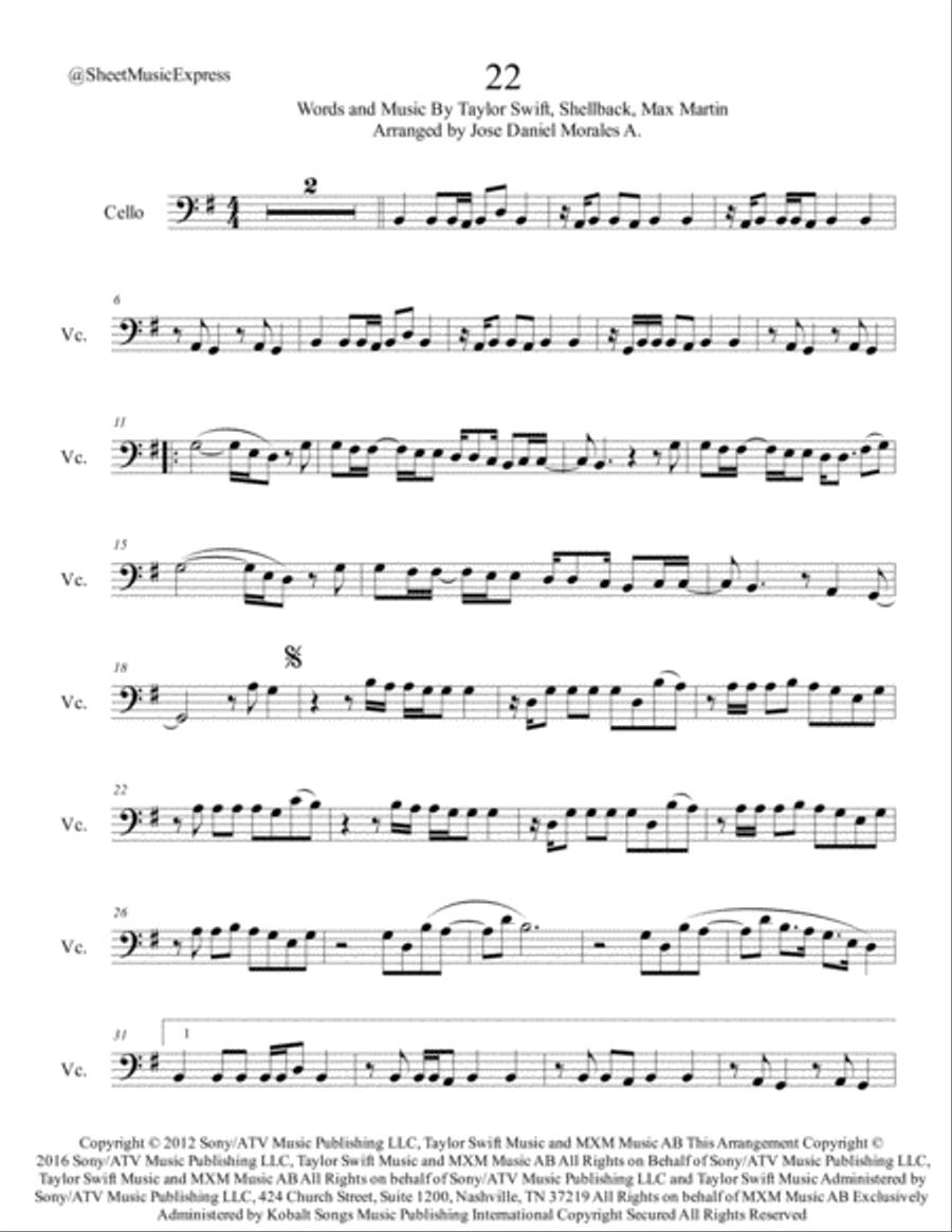 22 Cello Solo scores gallery preview page 1