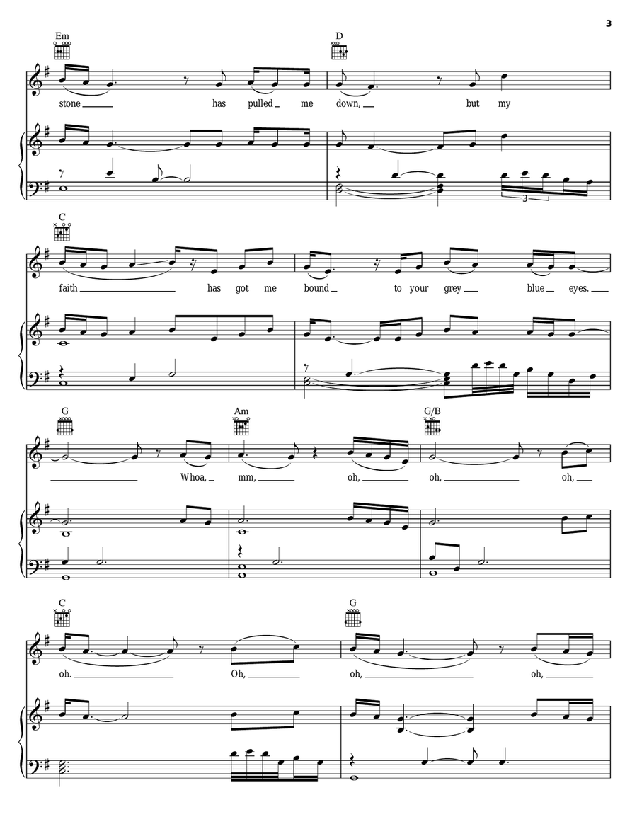 Grey Blue Eyes Grey Blue Eyes Piano, Vocal, Guitar scores gallery preview page 3