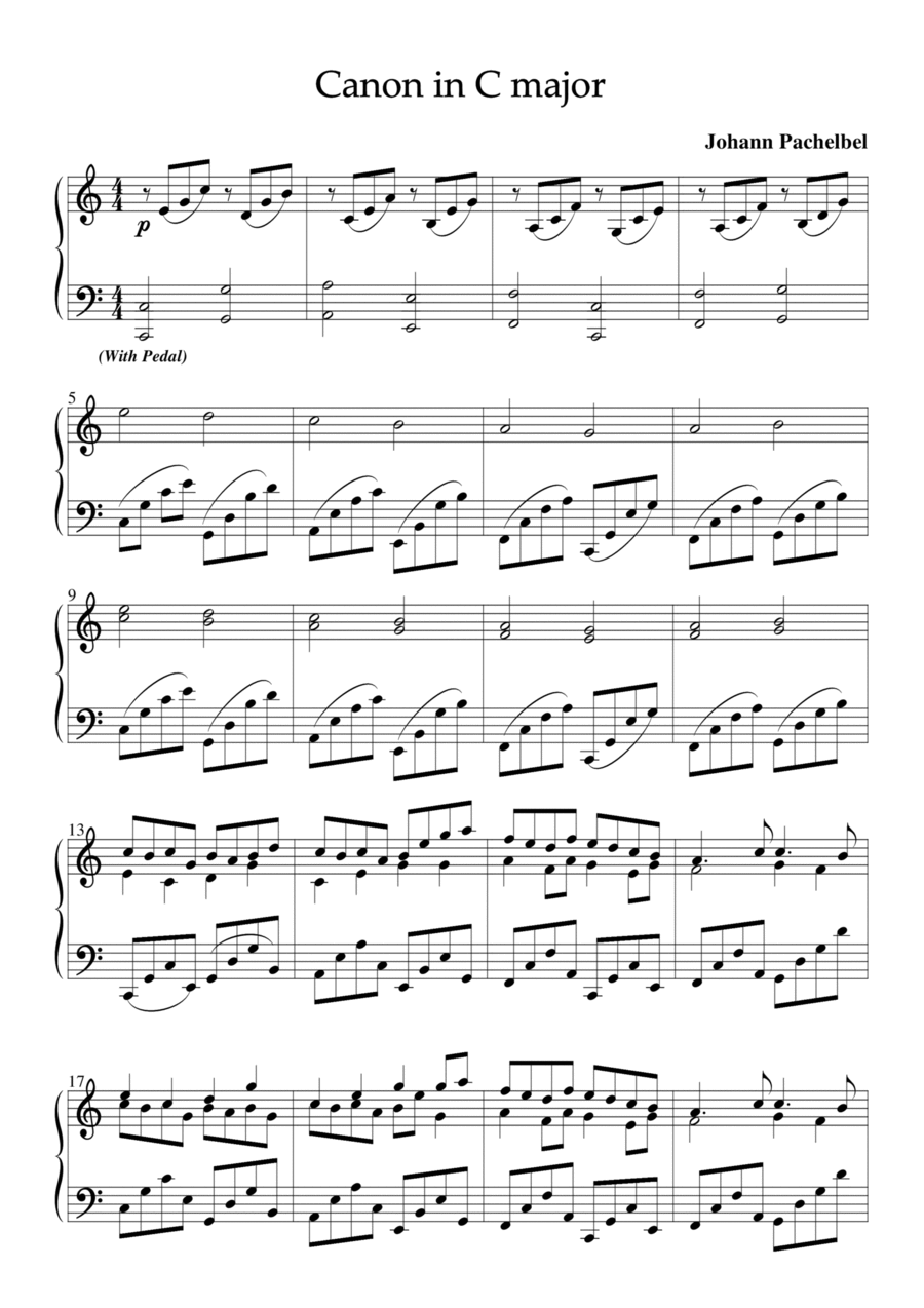 Canon in c easy shop piano