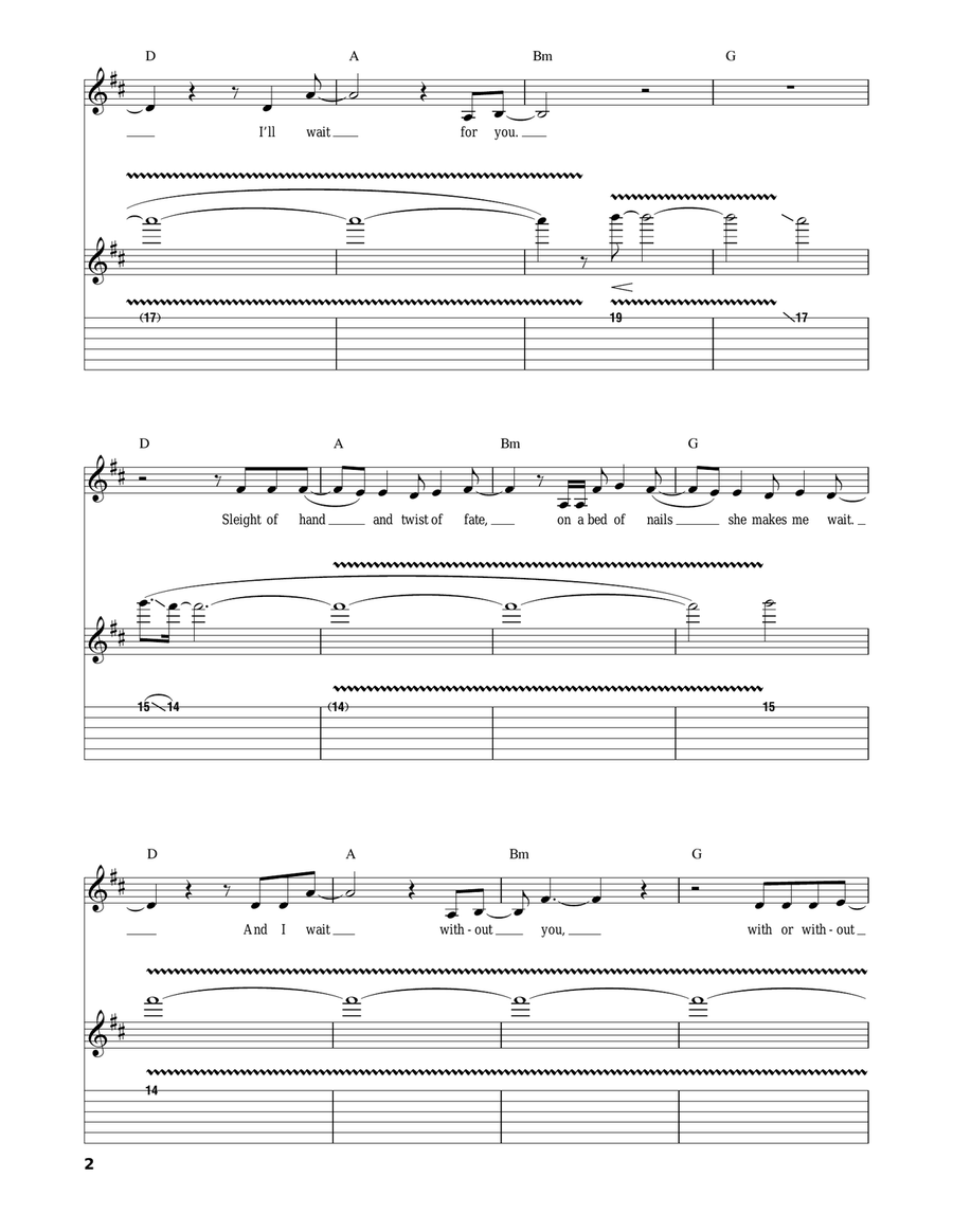 With Or Without You Acoustic Guitar scores gallery preview page 2