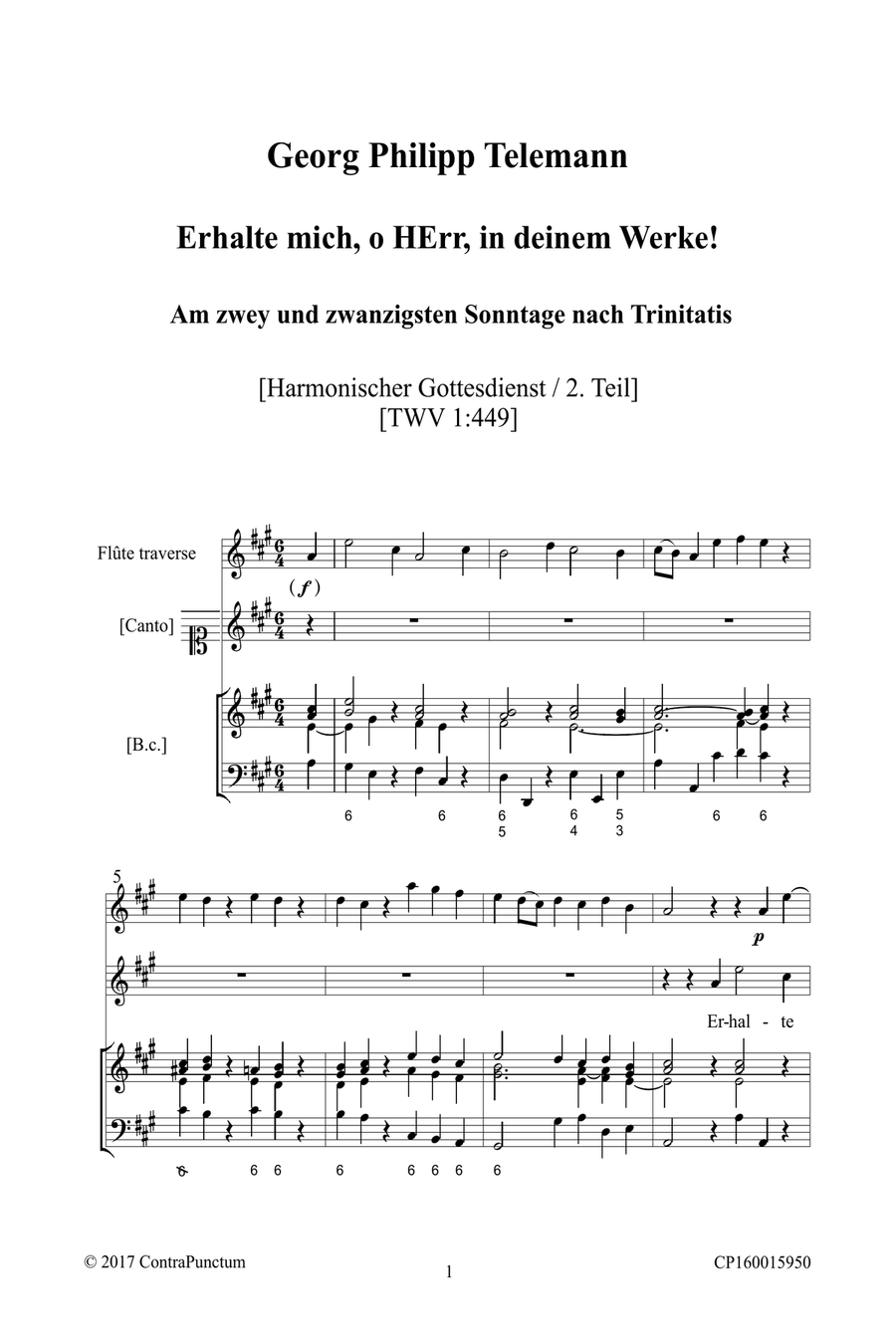 Harmonischer Gottesdienst TWV 1:449 Erhalte mich, o Herr, in deinem Werke Flute scores gallery preview page 5
