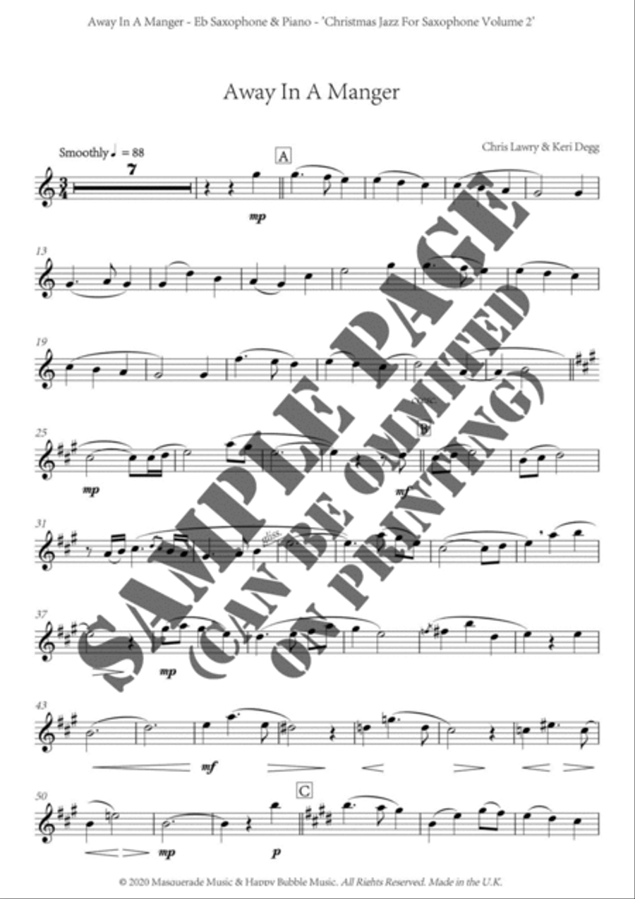 Christmas Jazz Volume 2 for Eb Saxophone; Five Christmas/Holiday pieces in Jazz Styles. Alto Saxophone scores gallery preview page 3