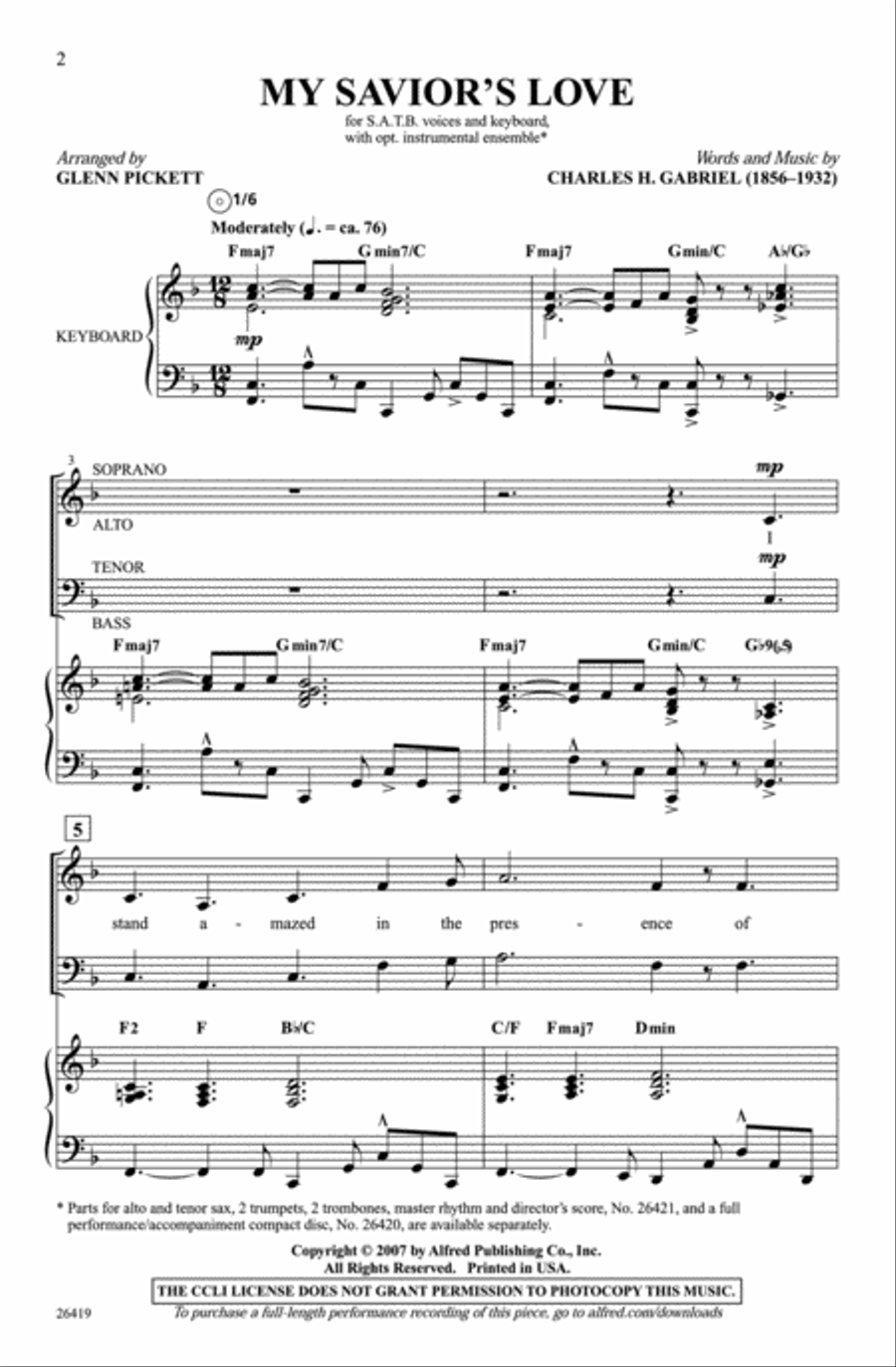 My Savior's Love My Savior's Love 4-Part scores gallery preview page 2