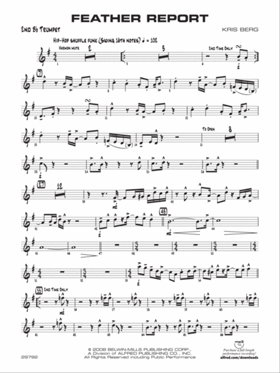 Feather Report: 2nd B-flat Trumpet Jazz Ensemble scores gallery preview page 1