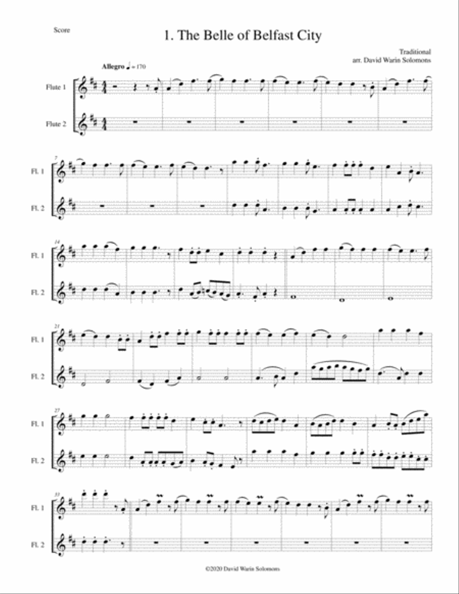 12 Flute duos based on Folksongs and Old Time Music Hall songs Flute Duet scores gallery preview page 2