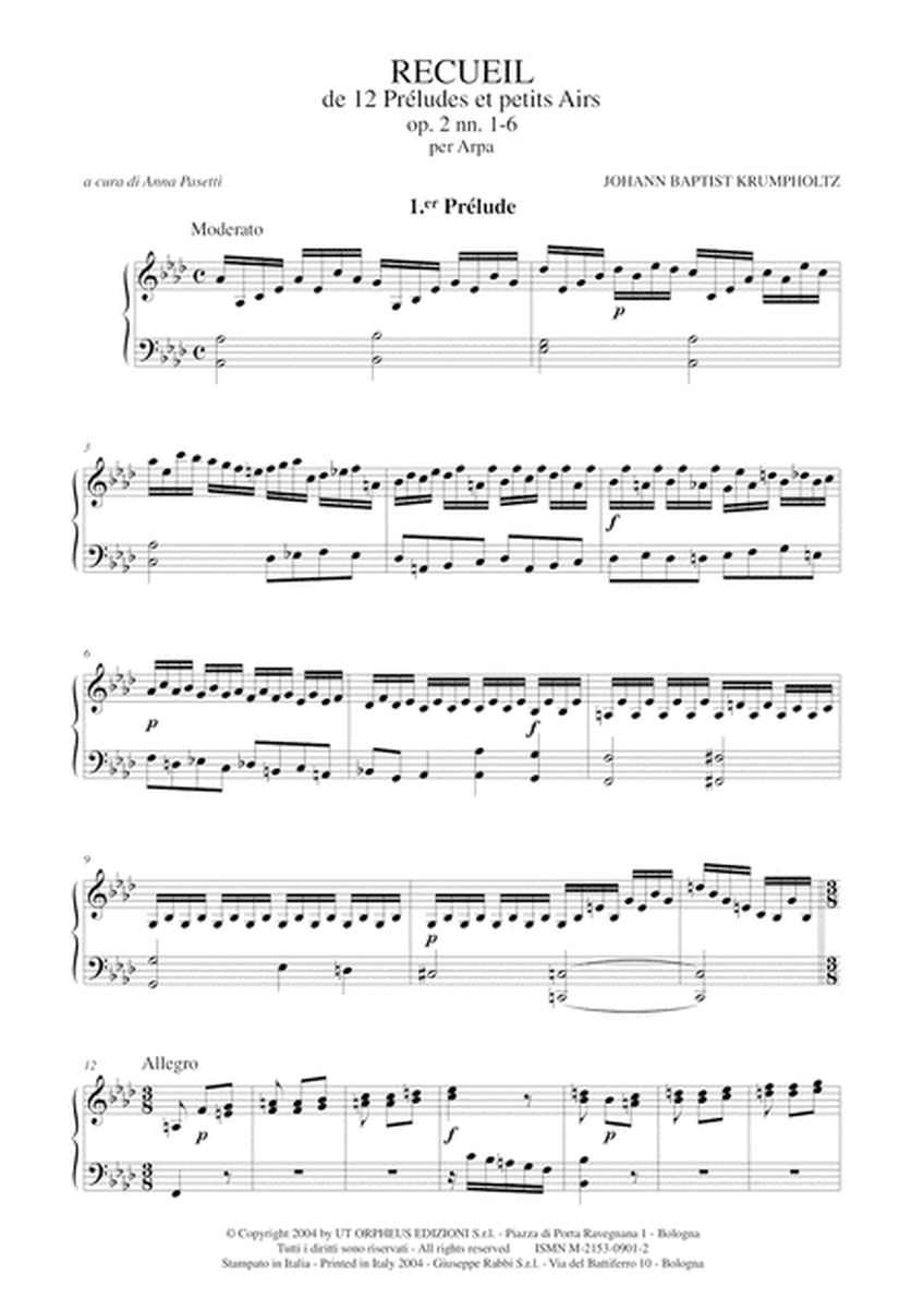 Recueil de 12 Préludes et petits Airs Op. 2 for Harp - Vol. I: Nos. 1-6