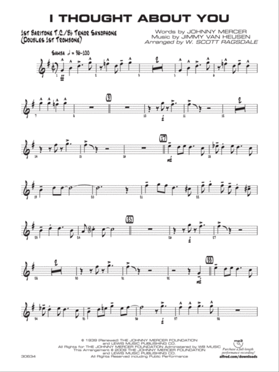 I Thought About You: Baritone T.C. Jazz Ensemble scores gallery preview page 1