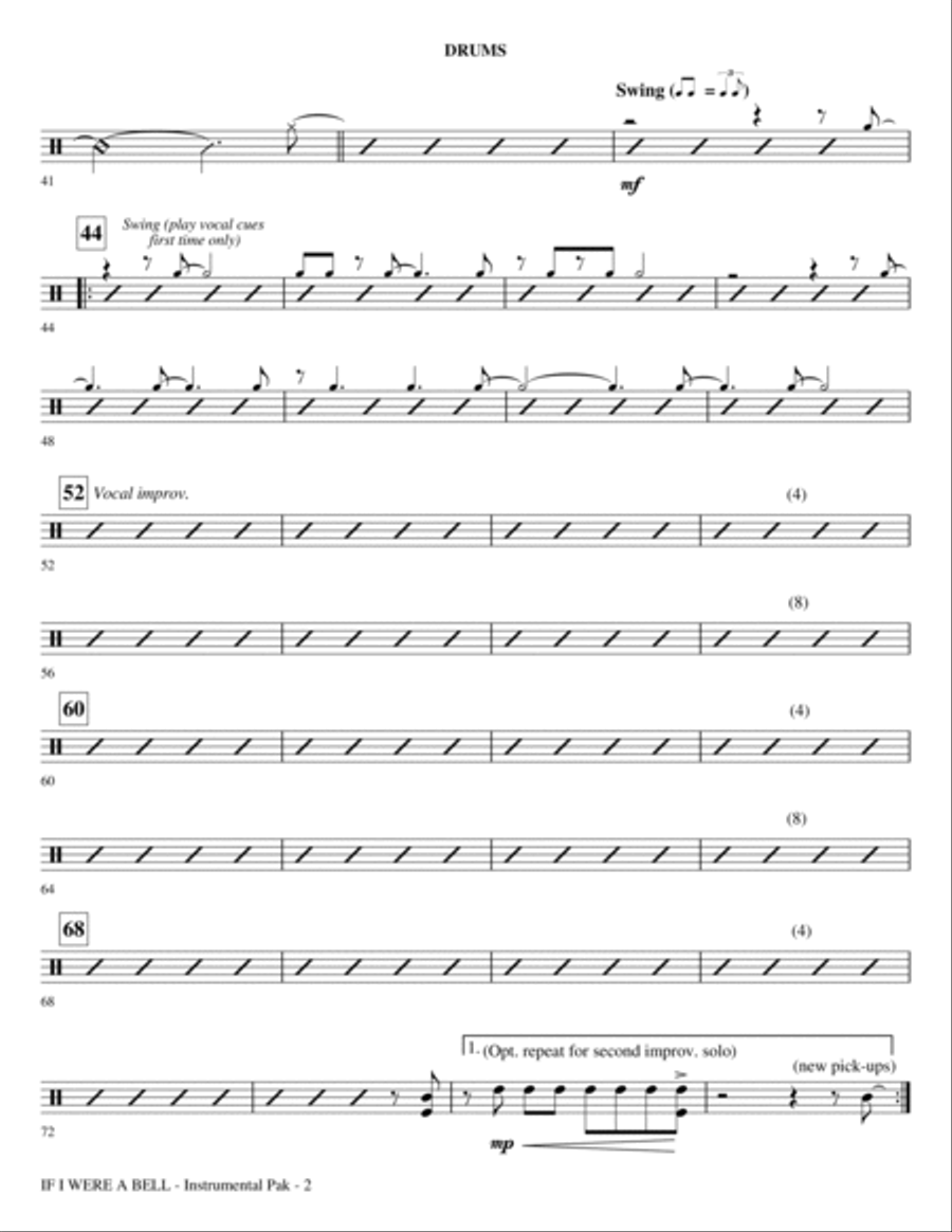 If I Were A Bell (from Guys And Dolls) - Drums Choir scores gallery preview page 2