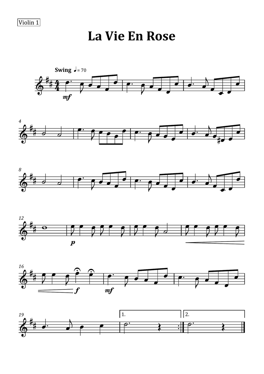 La Vie En Rose String Quartet scores gallery preview page 4