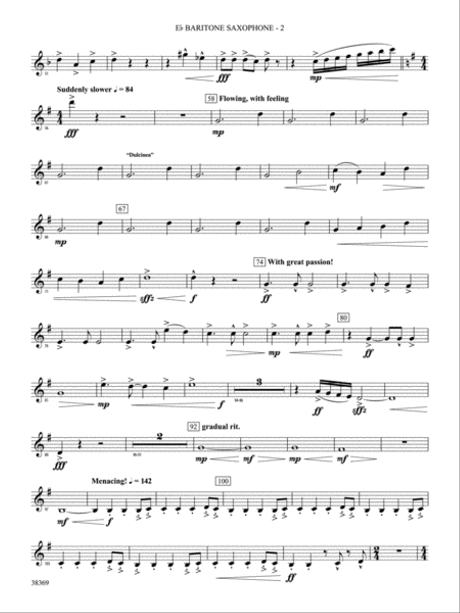 Man of La Mancha: E-flat Baritone Saxophone Concert Band scores gallery preview page 2