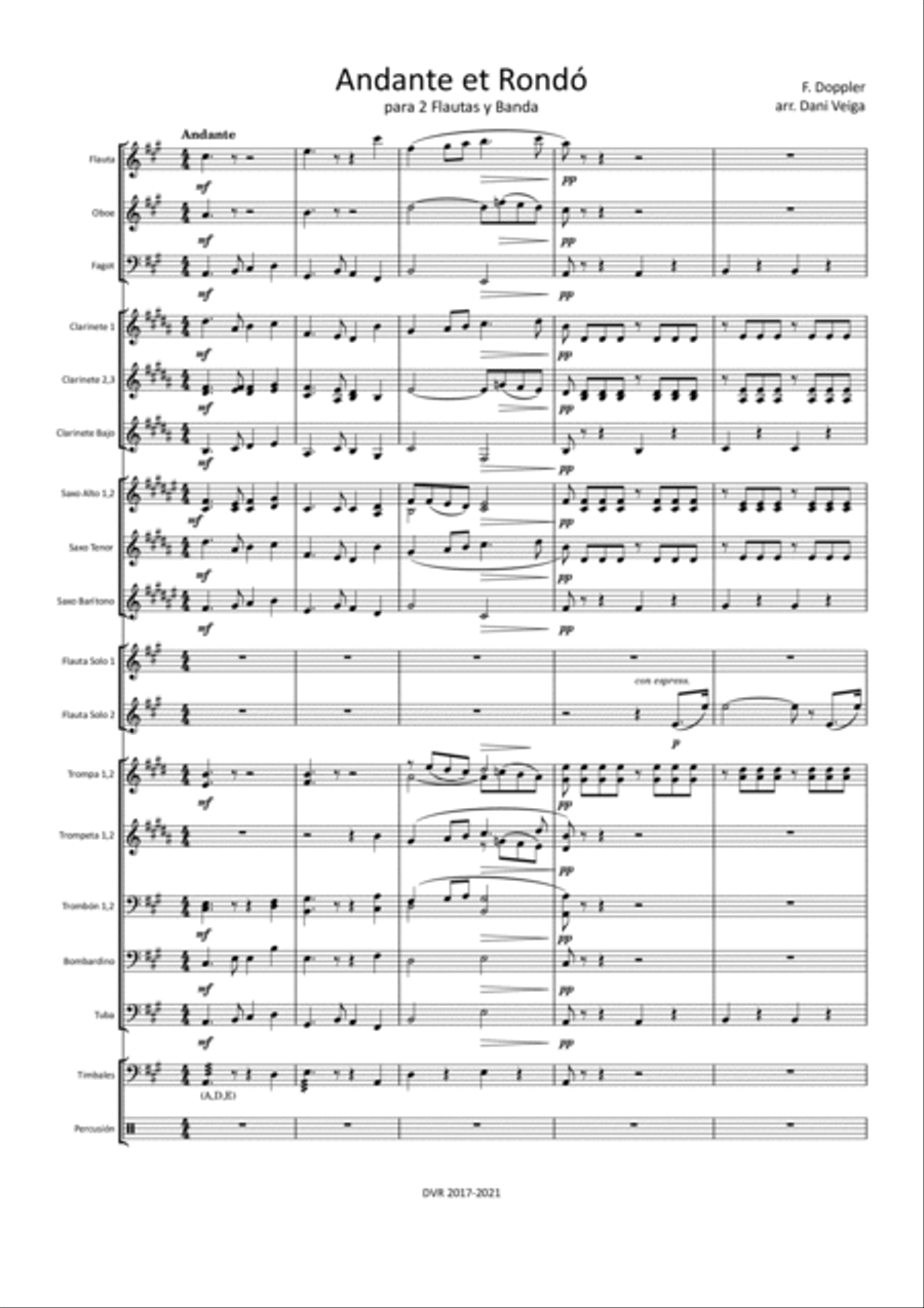 Doppler - Andante et Rondó - 2 flutes (or Flute and Clarinet) and Concert Band Concert Band scores gallery preview page 3