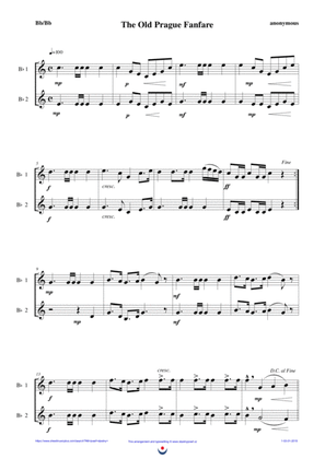 The Old Prague Fanfare (easy brass duet Nb. 1 - Bb/Bb)