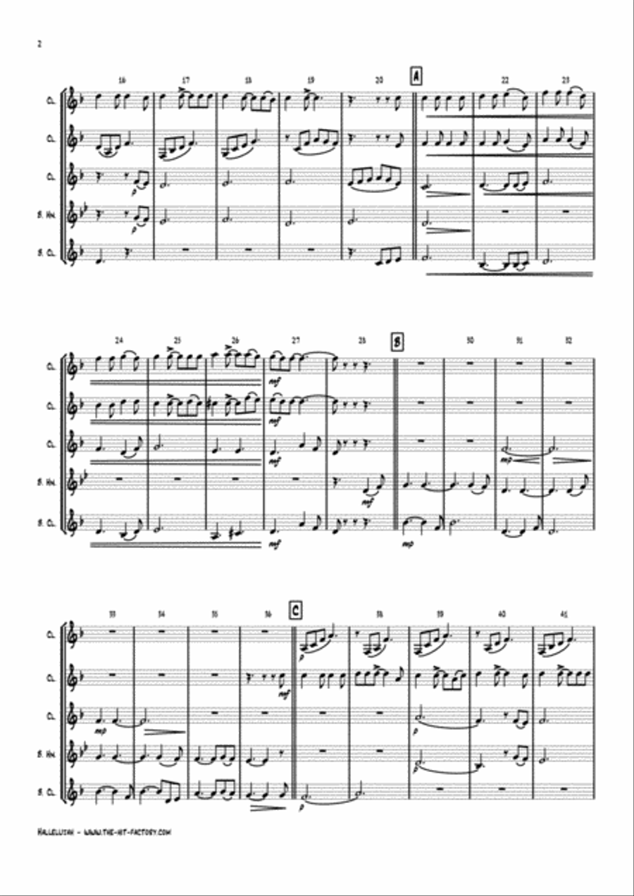 Hallelujah Woodwind Ensemble scores gallery preview page 2