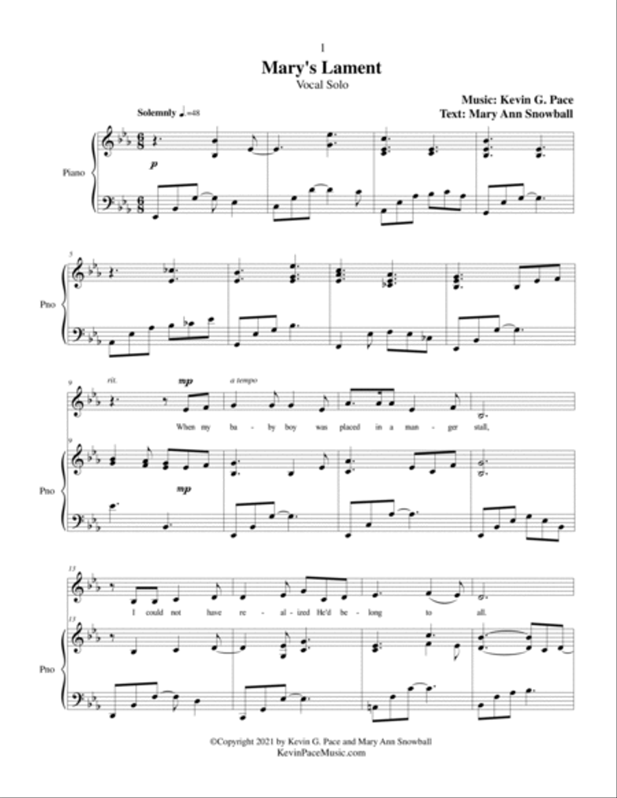 Mary's Lament, a sacred vocal solo for Easter Vocal Duet scores gallery preview page 2