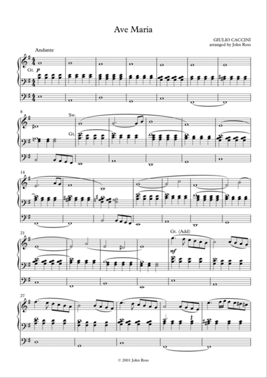 Ave Maria (Caccini) (Organ solo) Organ Solo scores gallery preview page 2