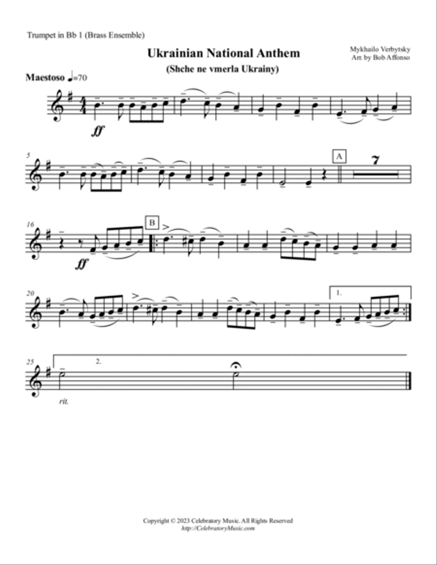 Ukrainian National Anthem Brass Ensemble scores gallery preview page 4