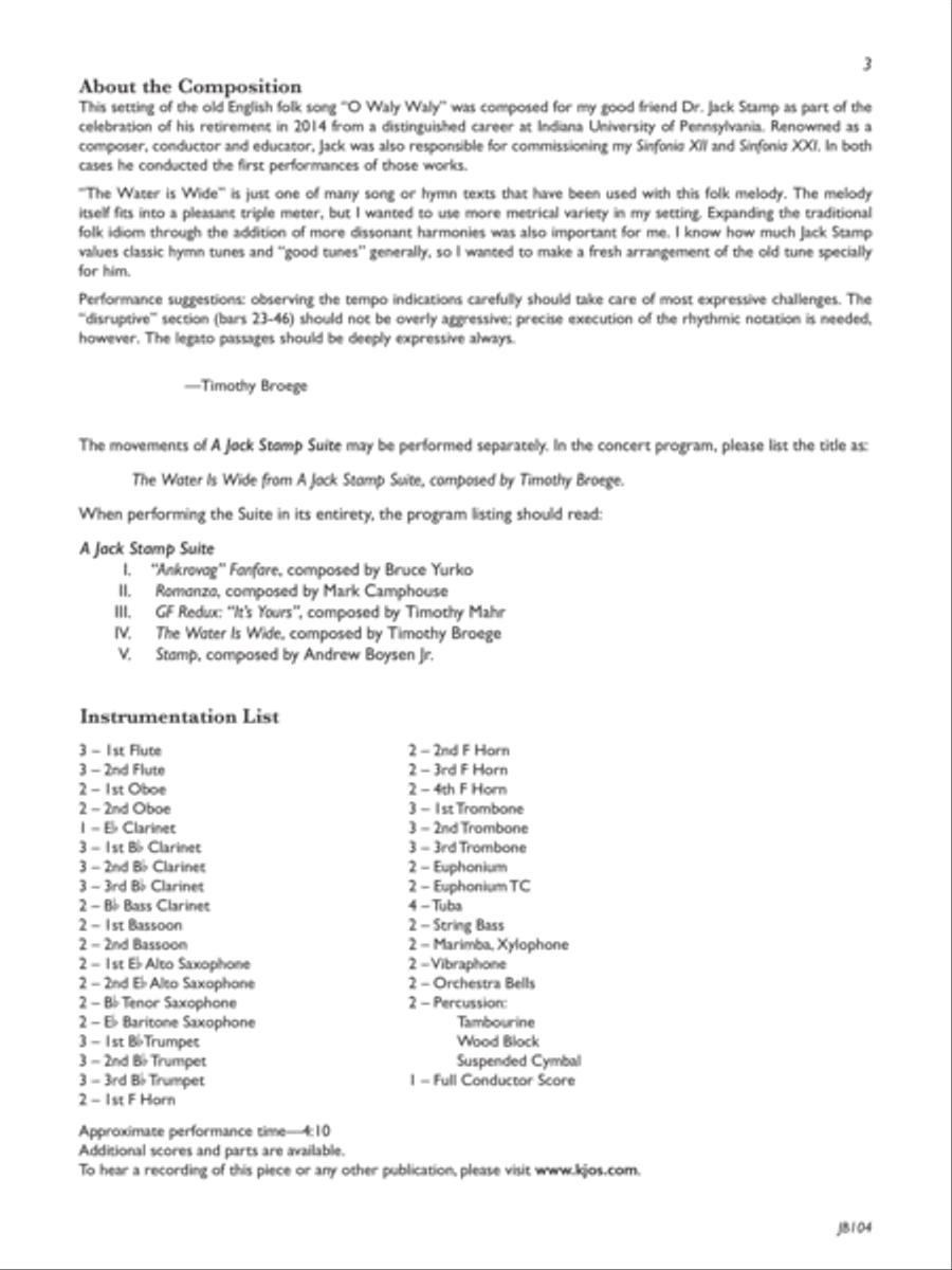 A Jack Stamp Suite: Movement 4: The Water Is Wide Concert Band scores gallery preview page 2