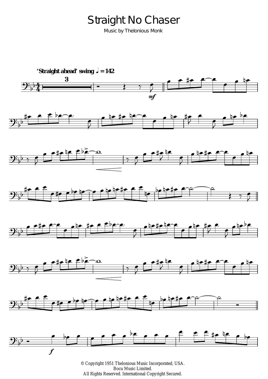 Straight No Chaser Trombone Solo scores gallery preview page 1