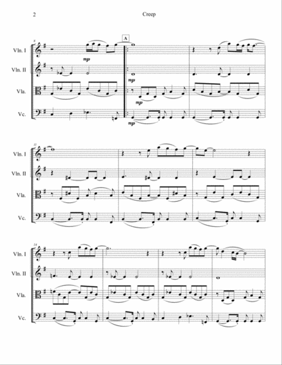 Creep String Quartet scores gallery preview page 3