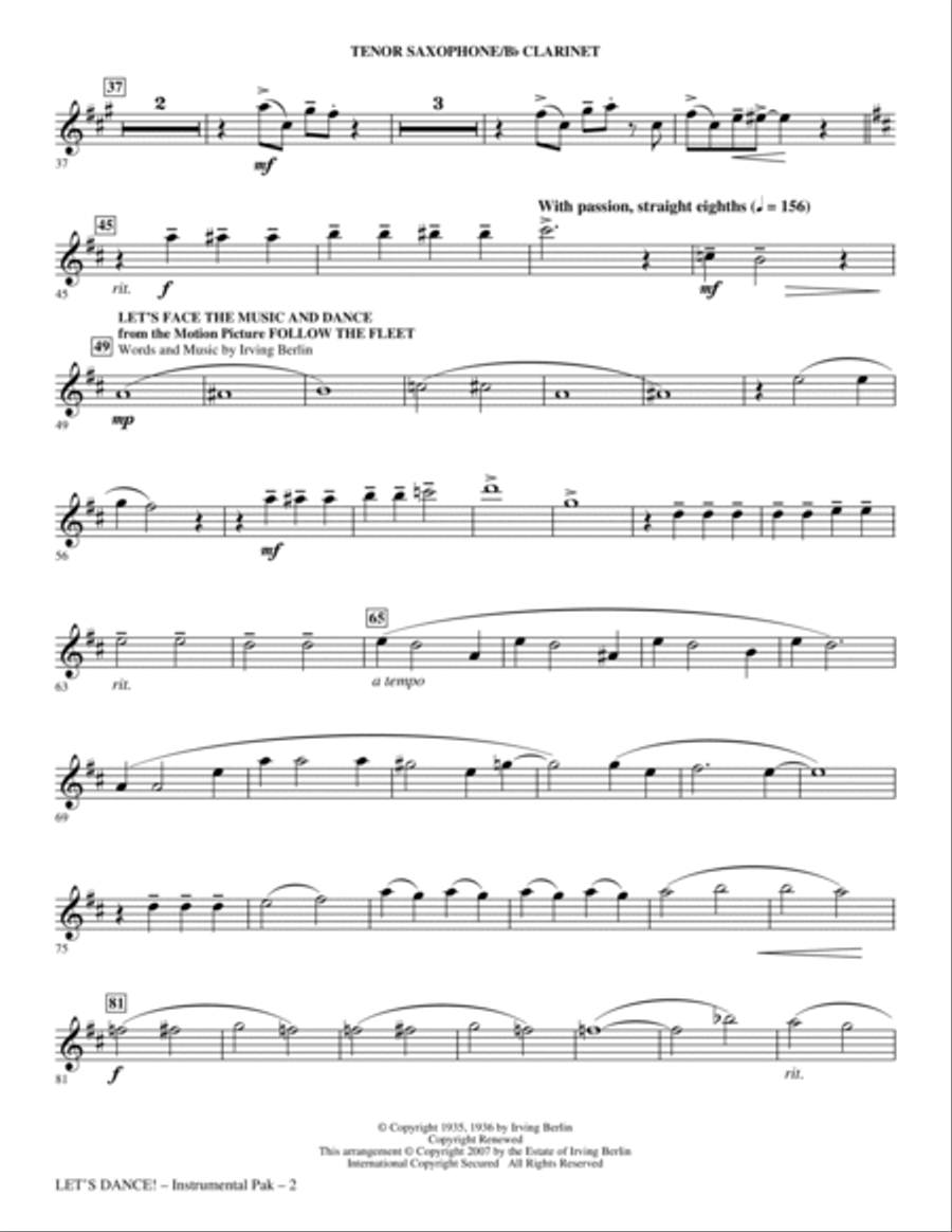 Let's Dance! - The Songs of Irving Berlin (Medley) - Tenor Sax/Clarinet Choir scores gallery preview page 2