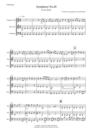 Symphony no.40 (1st Movement) for Brass Trio