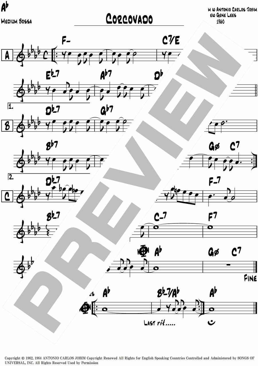 Quiet Nights Of Quiet Stars (Corcovado) Piano scores gallery preview page 1