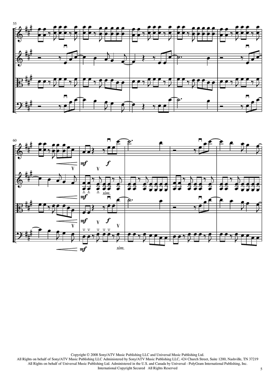 Walking On A Dream String Quartet scores gallery preview page 5