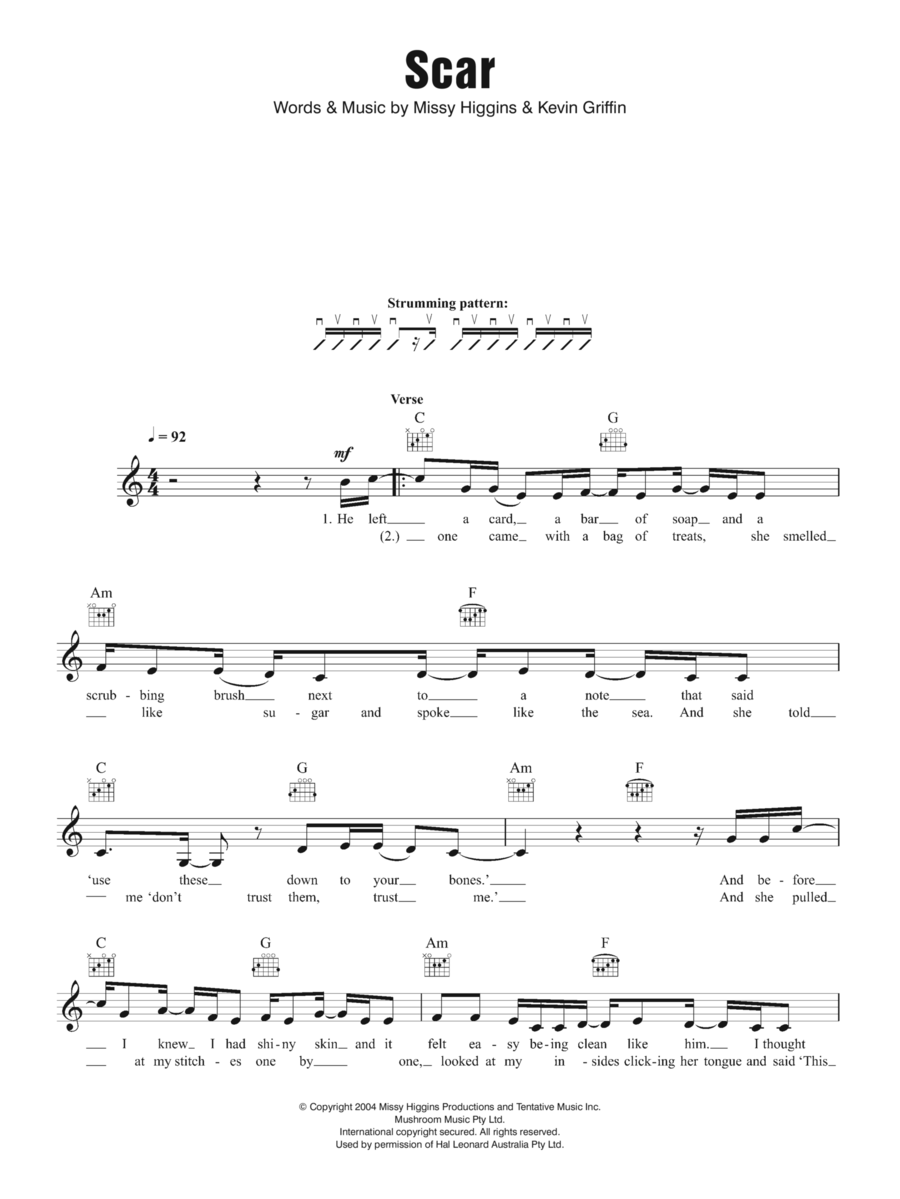 Scar Scar Piano scores gallery preview page 1