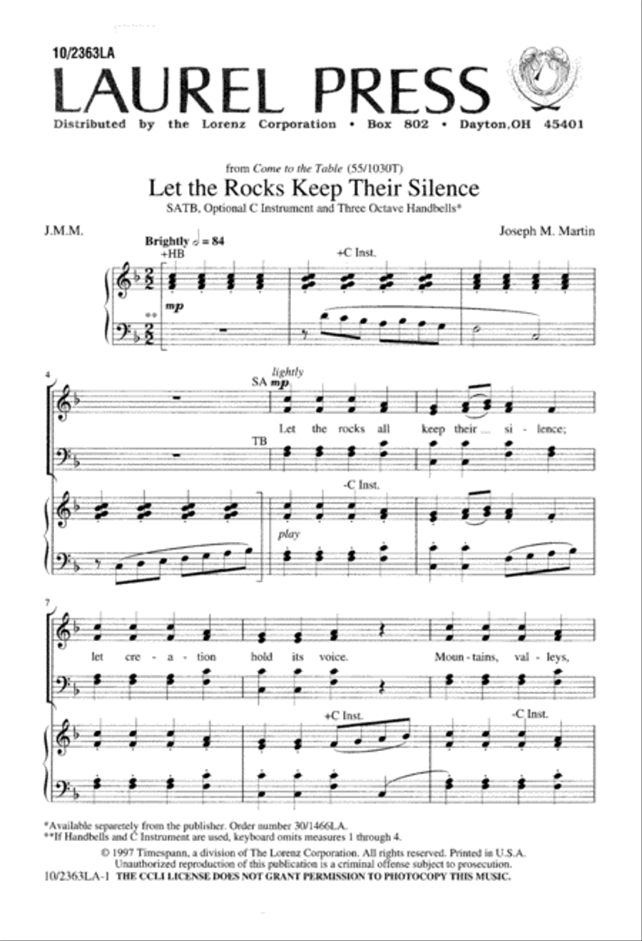 Let the Rocks Keep Their Silence 4-Part scores gallery preview page 1