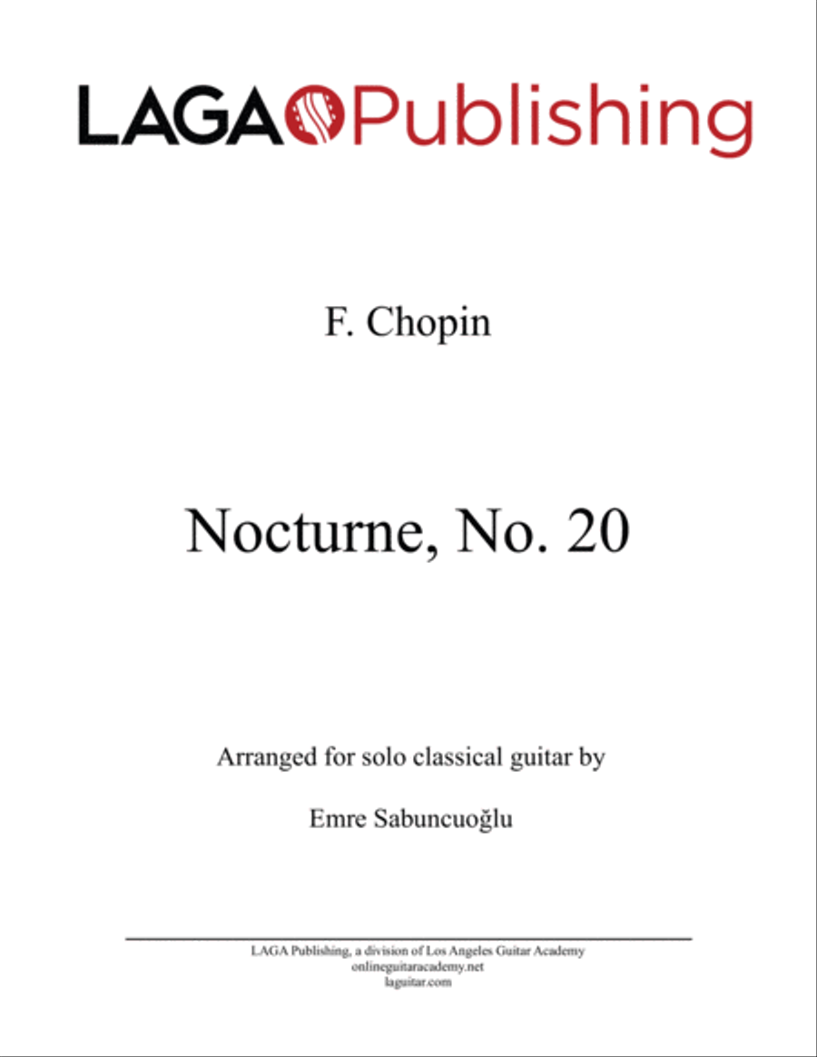 Nocturne No. 20, Op. Posth. by F. Chopin for solo classical guitar Acoustic Guitar scores gallery preview page 1