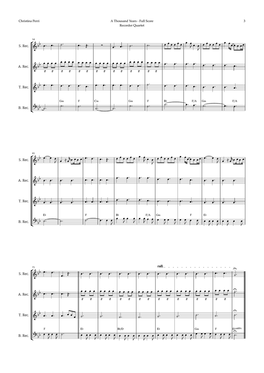 A Thousand Years Soprano Recorder scores gallery preview page 3