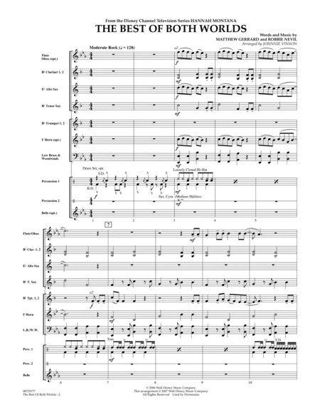 The Best Of Both Worlds (Theme from Hannah Montana) - Full Score