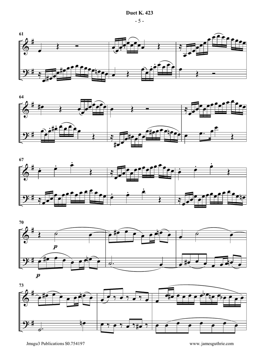 Mozart: Duet K.423 for Violin & Cello String Duet scores gallery preview page 5