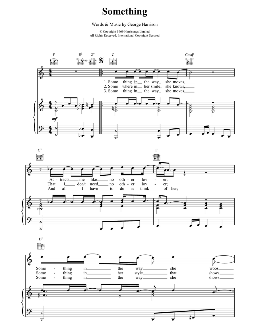 Something Something Piano, Vocal, Guitar scores gallery preview page 1